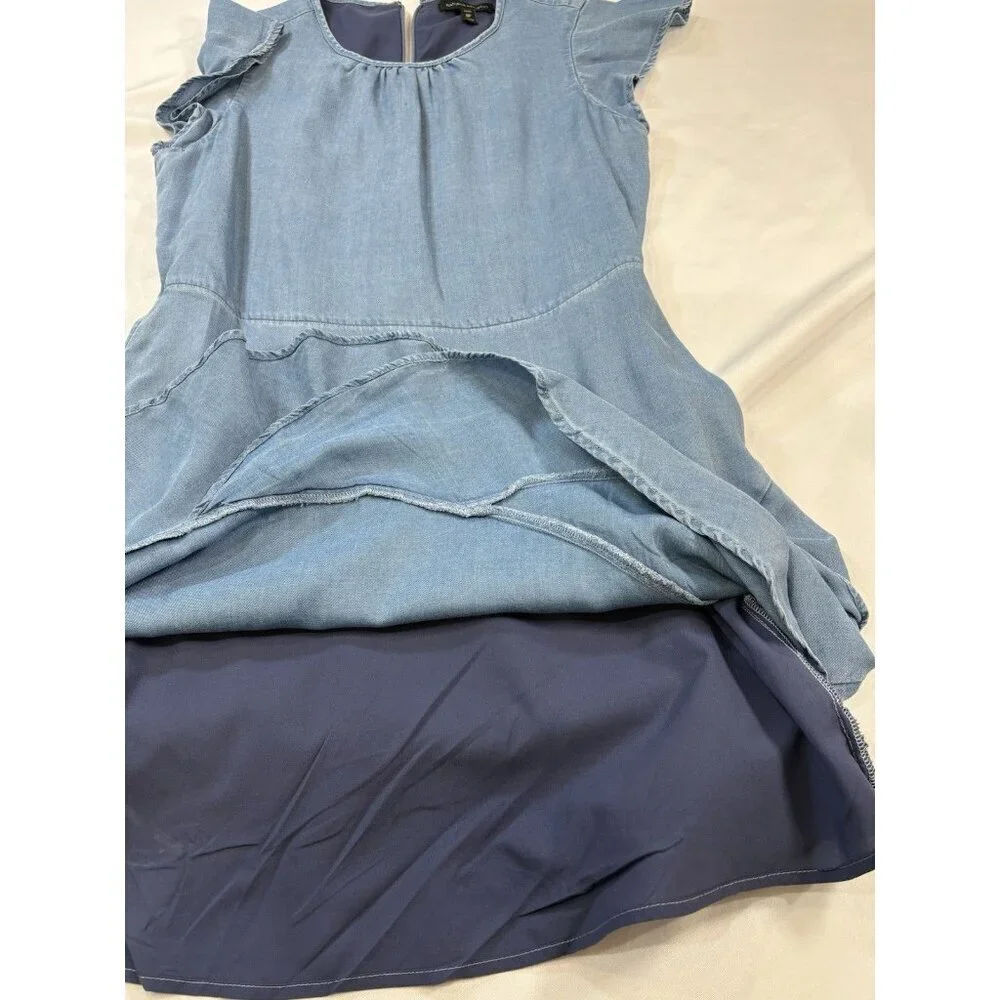 Banana Republic Women’s Chambray Ruffle Faux Wrap Size 8P